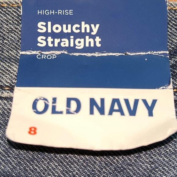 Old Navy Jeans Women's Size 8 High-Rise Slouch Straight Leg Cropped Button Fly - Picture 4 of 6